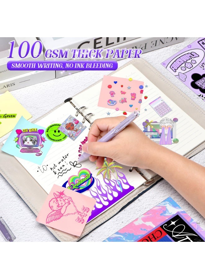 YelaJoy A5 Refillable Notebook Binder, A5 Denim 6 Ring Binder Cover with Refillable 100 Sheet Filler Paper, Y2K Personal Journal Notebook for Girls Women School College Students, Ideal for Journaling, Scrapbooking, K-pop Photocard Collecting, School and Gift Use(Dark DENIM) - Image 5